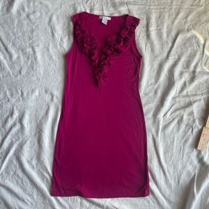 DESIGN History - Ruffle V-Neck, Sleeveless, Knit Dress - Fuchsia - Sz. S